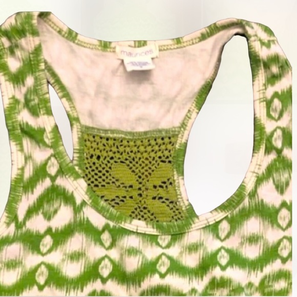 Maurices PRETTY Green Razorback Tank Top with Crochet Detail on Back Size Small - Picture 1 of 8